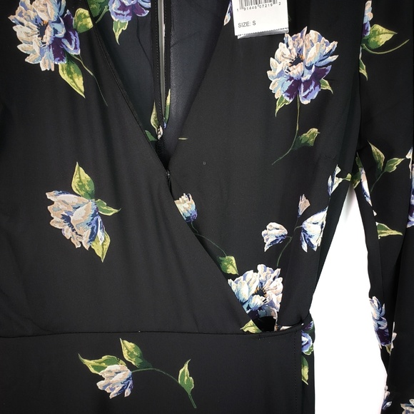NEW Lush Nordstrom Elly Wrap Dress Black Floral - Picture 6 of 8